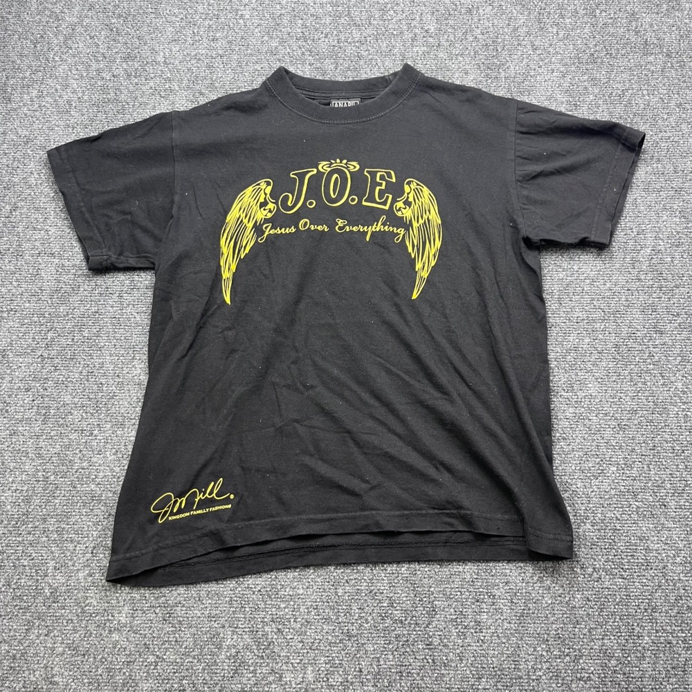 Anabil Jesus Over Everything Graphic Angel Wings Black Yellow T-Shirt